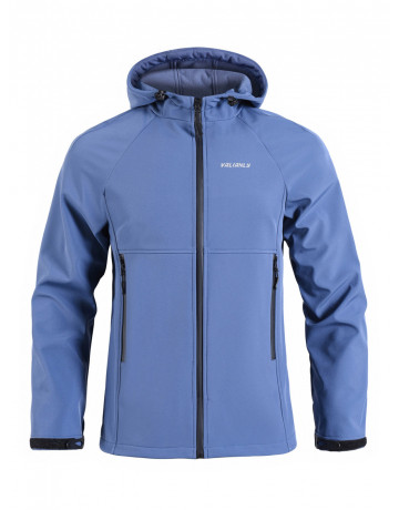 Мужская спортивная ветровка с капюшоном softshell, синяя