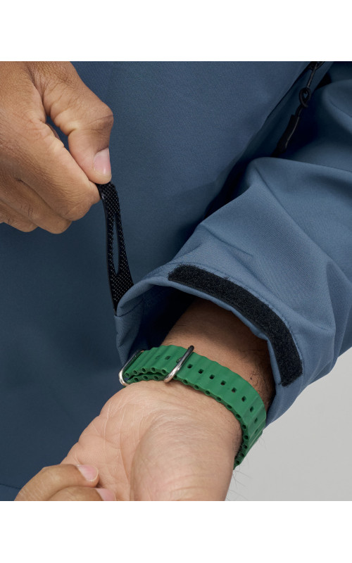 Мужская спортивная ветровка с капюшоном softshell, синяя