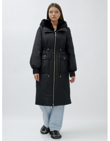 Длинный зимний пуховик с мехом норки для женщин