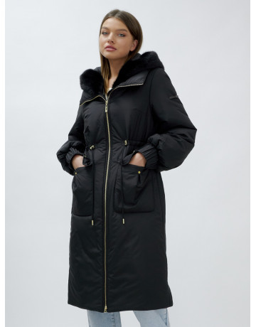 Длинный зимний пуховик с мехом норки для женщин