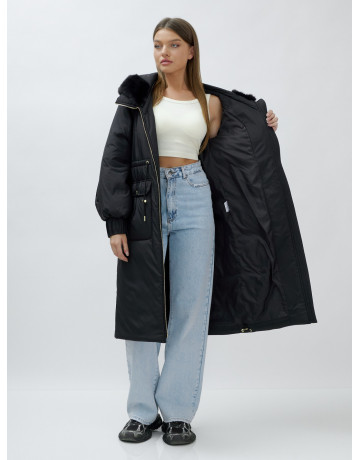 Длинный зимний пуховик с мехом норки для женщин