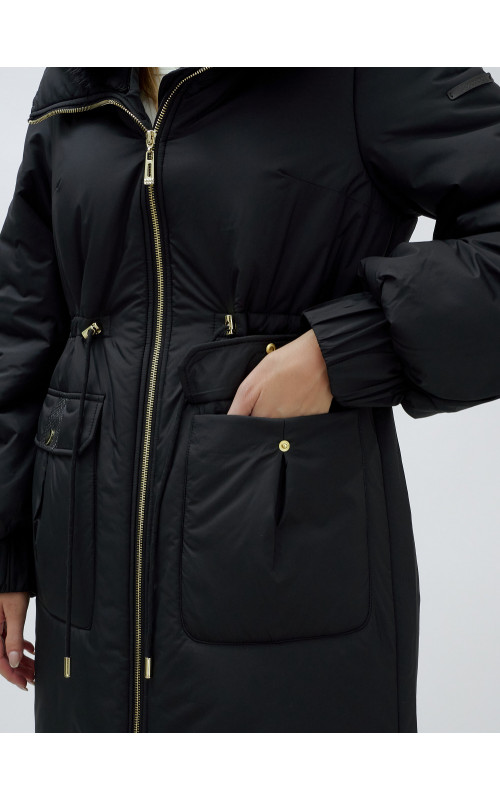 Длинный зимний пуховик с мехом норки для женщин