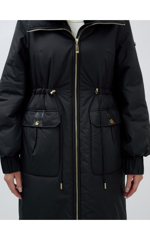 Длинный зимний пуховик с мехом норки для женщин