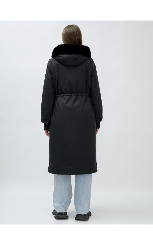 Длинный зимний пуховик с мехом норки для женщин