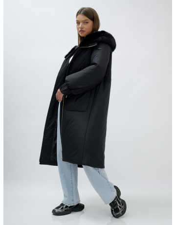 Длинный зимний пуховик с мехом норки для женщин