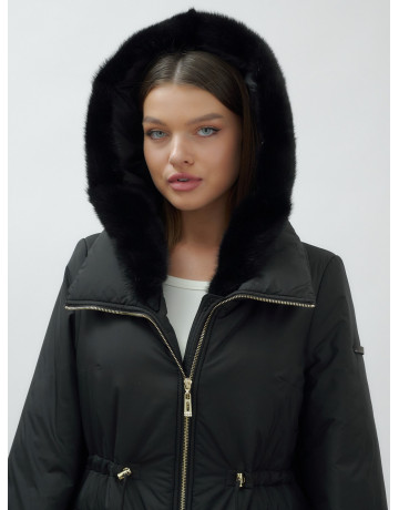 Длинный зимний пуховик с мехом норки для женщин