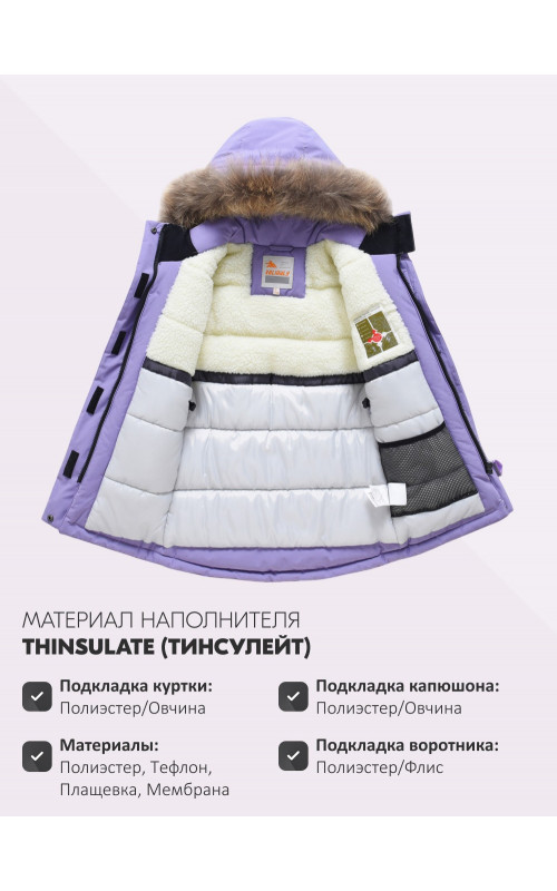 Зимняя парка для девочек розовая с капюшоном.