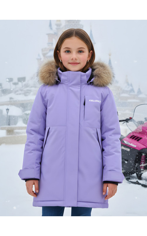 Зимняя парка для девочек розовая с капюшоном.