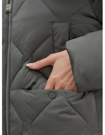 Длинный зимний пуховик с мехом песца.