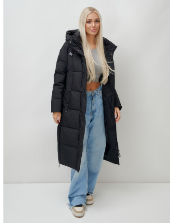 Длинный зимний пуховик с капюшоном для женщин