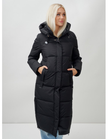 Длинный зимний пуховик с капюшоном для женщин