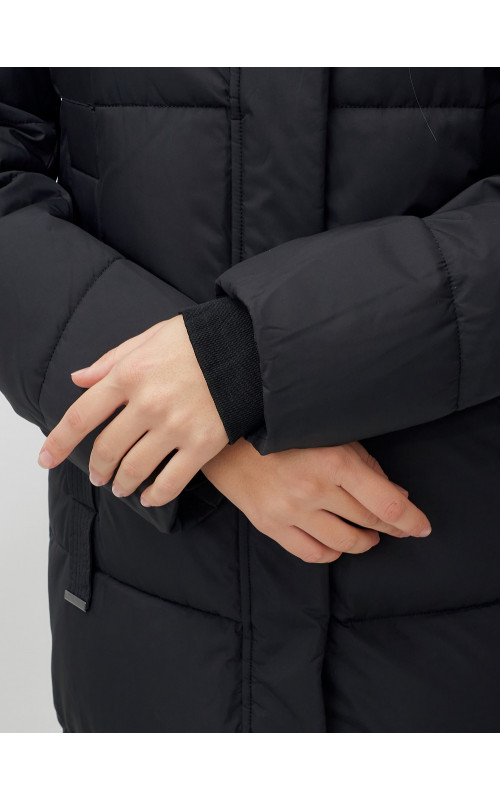 Длинный зимний пуховик с капюшоном для женщин