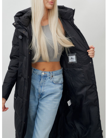 Длинный зимний пуховик с капюшоном для женщин