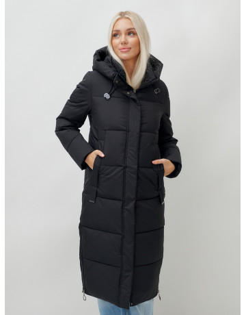 Длинный зимний пуховик с капюшоном для женщин