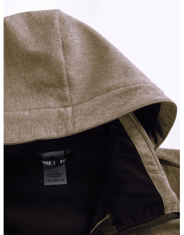 Мужская спортивная парка с капюшоном softshell, бежевая.