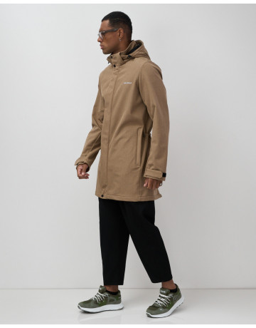 Мужская спортивная парка с капюшоном softshell, бежевая.