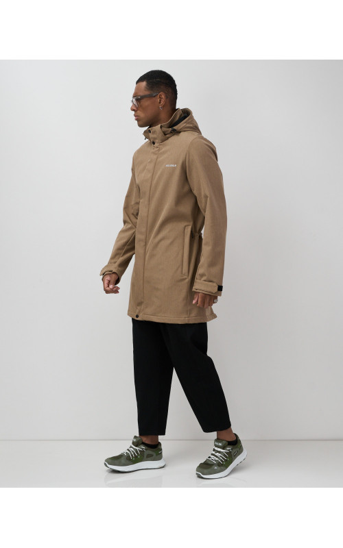 Мужская спортивная парка с капюшоном softshell, бежевая.