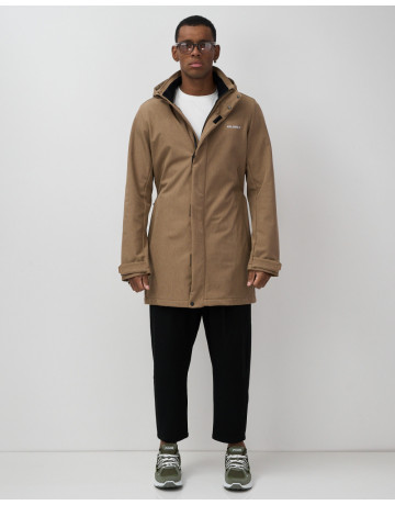 Мужская спортивная парка с капюшоном softshell, бежевая.