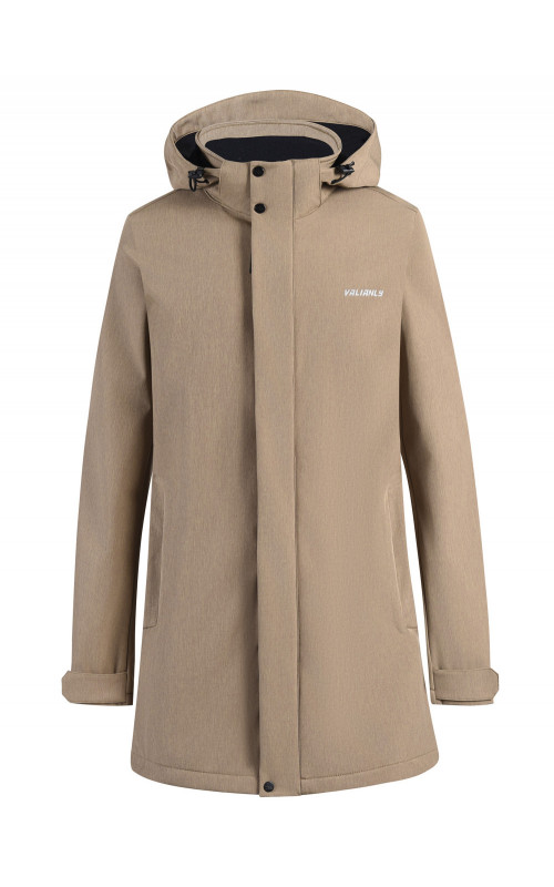 Мужская спортивная парка с капюшоном softshell, бежевая.