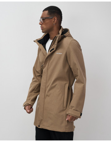 Мужская спортивная парка с капюшоном softshell, бежевая.