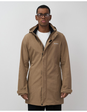 Мужская спортивная парка с капюшоном softshell, бежевая.