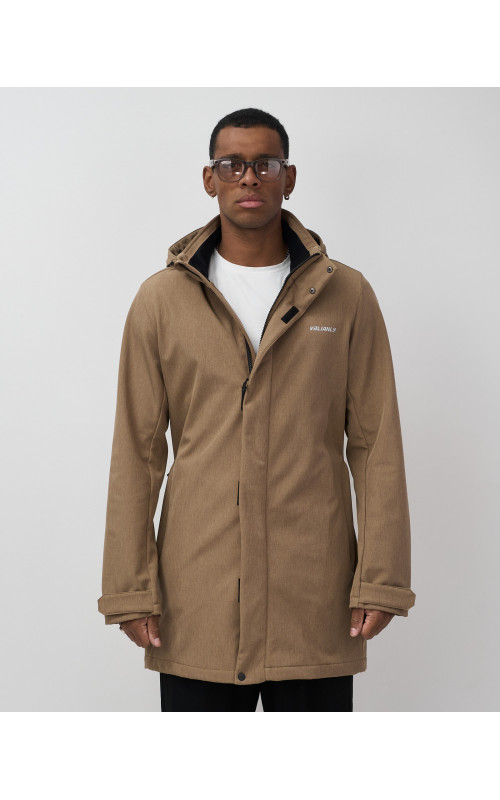 Мужская спортивная парка с капюшоном softshell, бежевая.