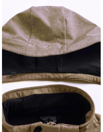 Мужская спортивная парка с капюшоном softshell, бежевая.