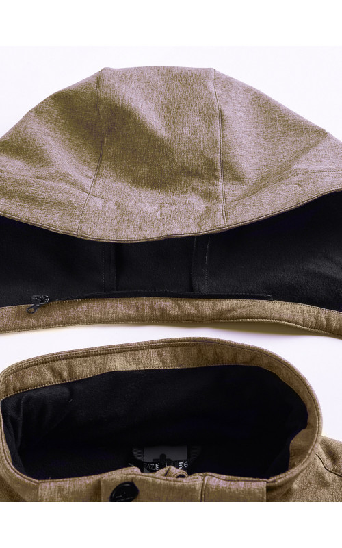 Мужская спортивная парка с капюшоном softshell, бежевая.