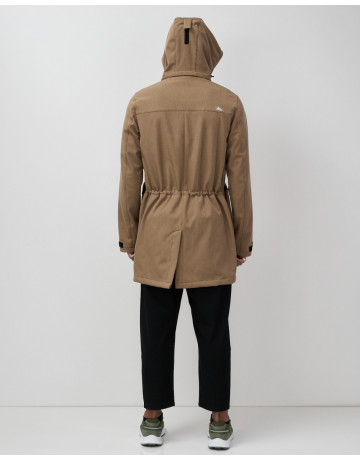 Мужская спортивная парка с капюшоном softshell, бежевая.