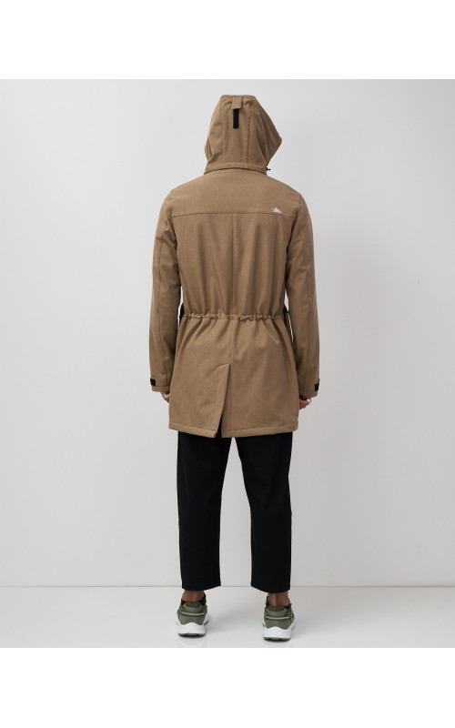 Мужская спортивная парка с капюшоном softshell, бежевая.
