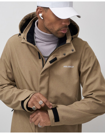 Мужская спортивная парка с капюшоном softshell, бежевая.