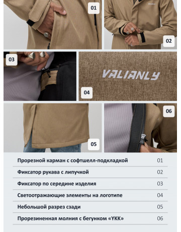 Мужская спортивная парка с капюшоном softshell, бежевая.