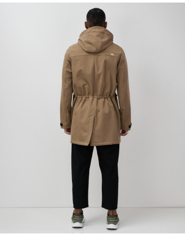 Мужская спортивная парка с капюшоном softshell, бежевая.
