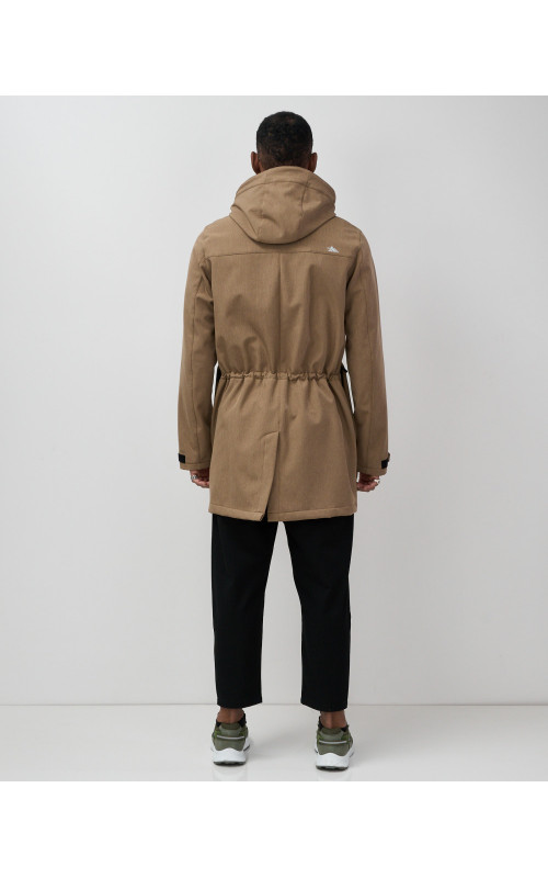 Мужская спортивная парка с капюшоном softshell, бежевая.