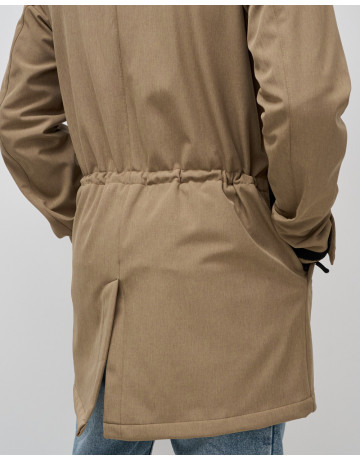Мужская спортивная парка с капюшоном softshell, бежевая.