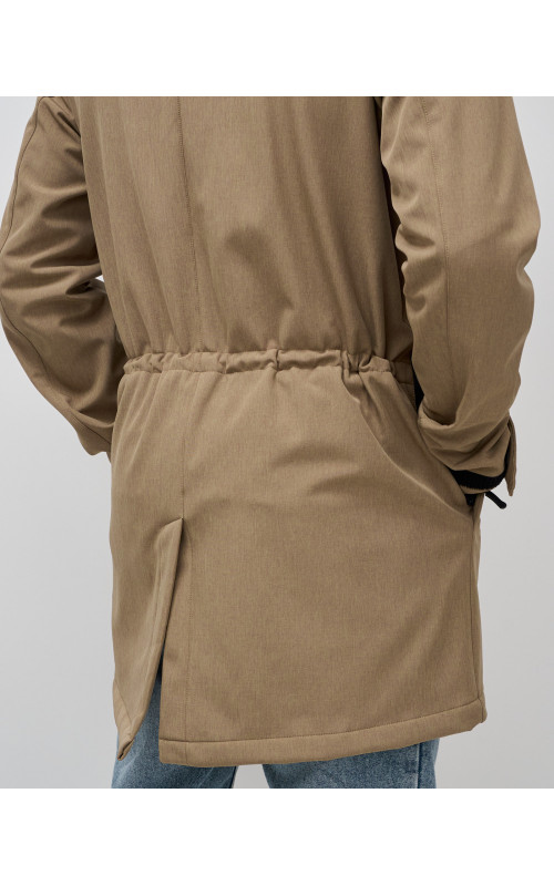 Мужская спортивная парка с капюшоном softshell, бежевая.