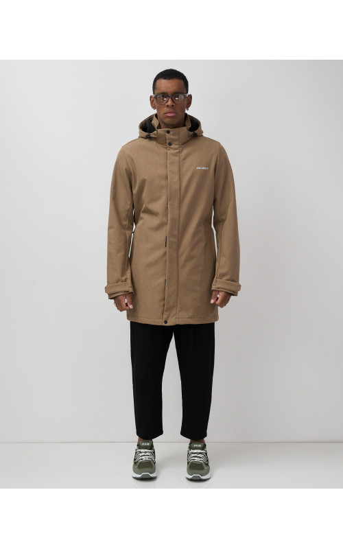 Мужская спортивная парка с капюшоном softshell, бежевая.