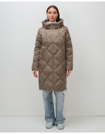 Длинный женский пуховик с капюшоном для зимы