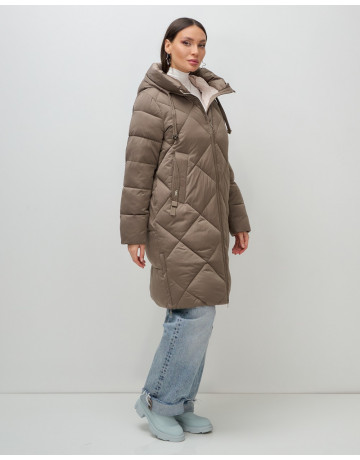 Длинный женский пуховик с капюшоном для зимы