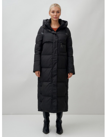 Длинный зимний пуховик с капюшоном для женщин