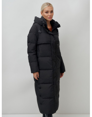 Длинный зимний пуховик с капюшоном для женщин