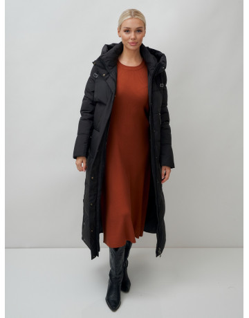 Длинный зимний пуховик с капюшоном для женщин