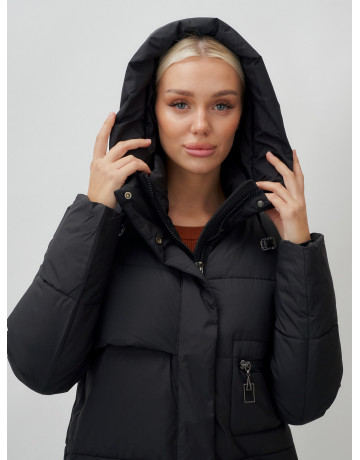 Длинный зимний пуховик с капюшоном для женщин