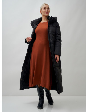 Длинный зимний пуховик с капюшоном для женщин