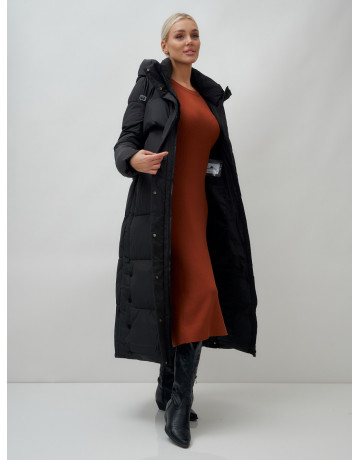 Длинный зимний пуховик с капюшоном для женщин