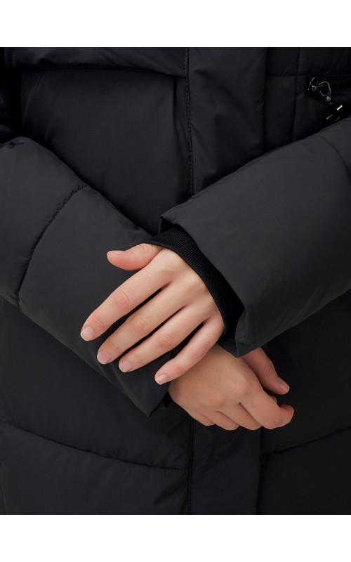 Длинный зимний пуховик с капюшоном для женщин