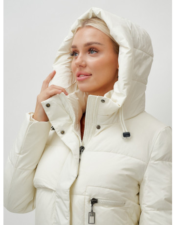 Длинный зимний пуховик с капюшоном для женщин