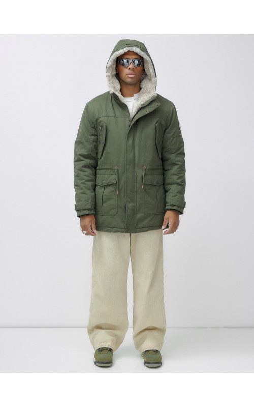 Мужская зимняя парка с капюшоном для активного отдыха.