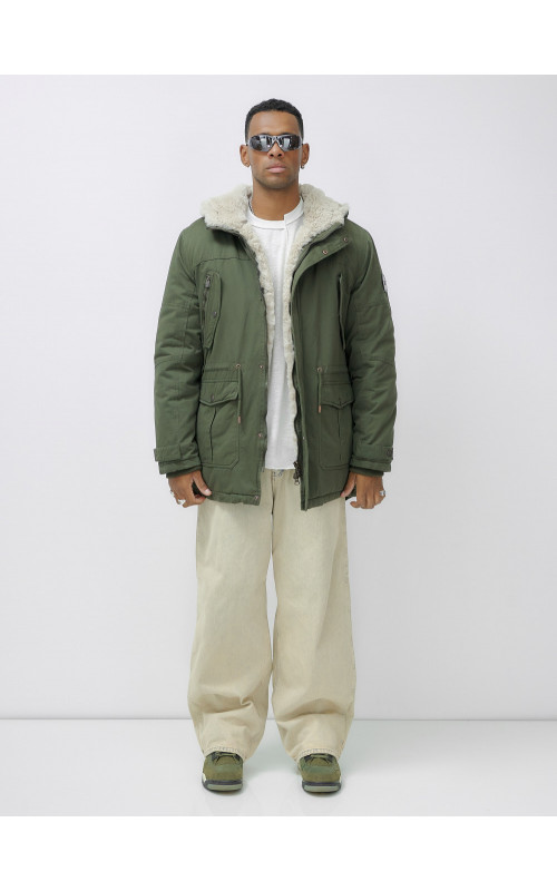 Мужская зимняя парка с капюшоном для активного отдыха.