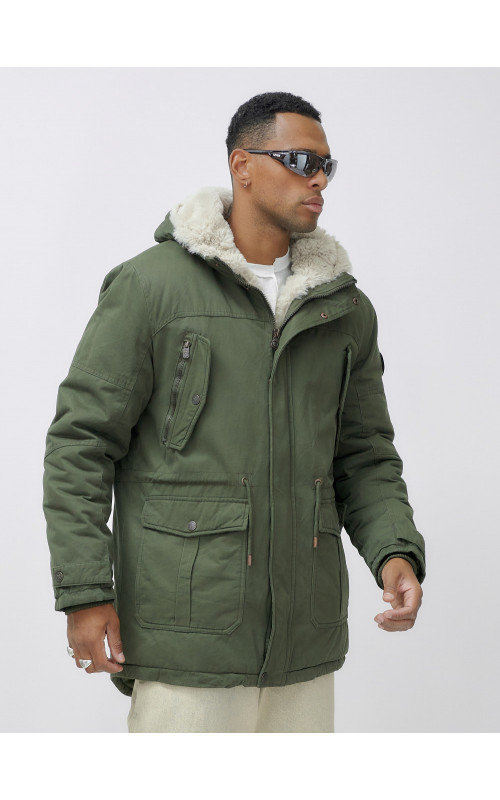 Мужская зимняя парка с капюшоном для активного отдыха.